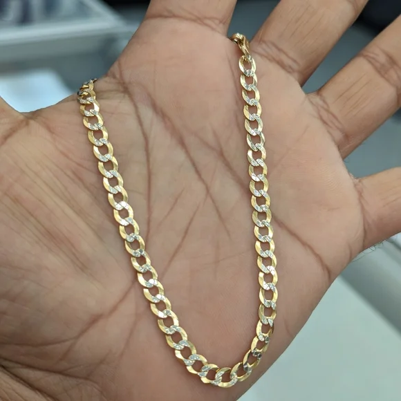 14kt Real Solid Gold Cuban Diamond Cut Anklet 4.9mm 10 inches